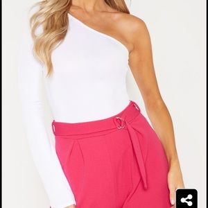 NEW W/ TAGS PLT WHITE ONE SHOULDER BODY SUIT